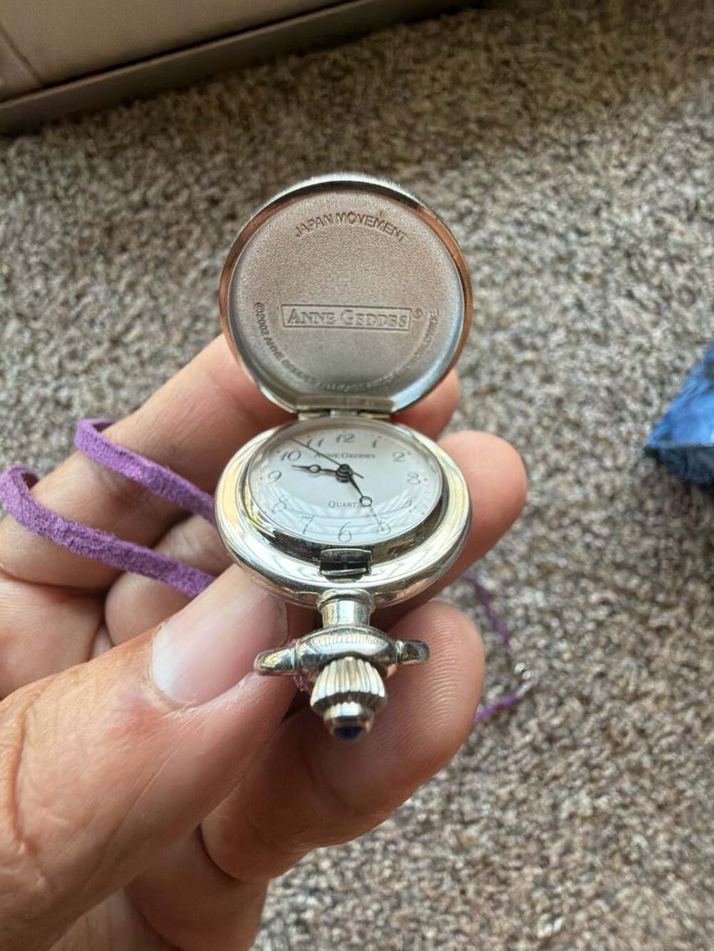 Anne Geddes Fine Pendant Timepiece Butterfly Pocket Watch Necklace